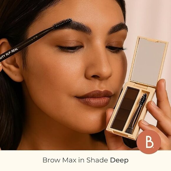 Beauty For Real Brow Max Deep Shade Brow Defining Powder With Brush & Mirror new - Picture 2 of 6